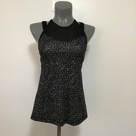 Lululemon Running In The City Tank Heathered Net Pop Black Multi Size 8 - Picture 1 of 11